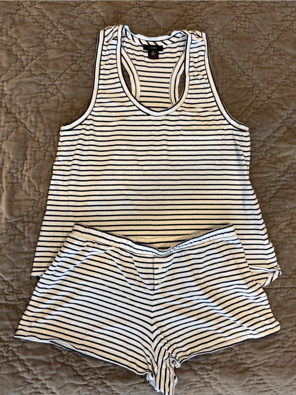 J. Crew Women’s Striped Tank & Shorts Sleep Set - White & Black size S